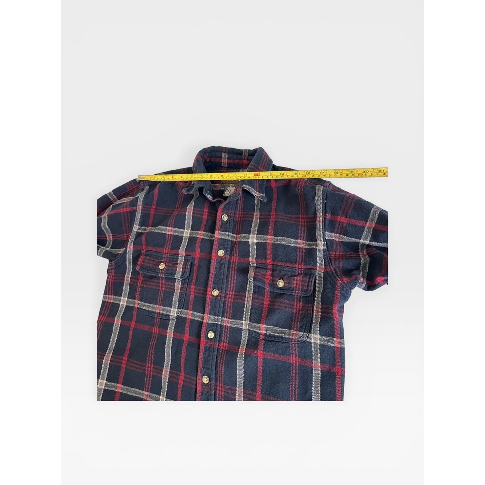 Moose Creek Mens Large Tall Flannel Shirt Navy Red Plaid Cotton Button Down - Picture 10 of 10